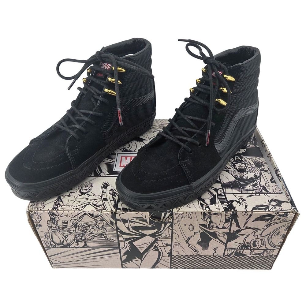 Marvel Vans‎ Sk8-Hi Black Panther Skate Shoes Suede Sneakers Men's 5.5 Women's 7